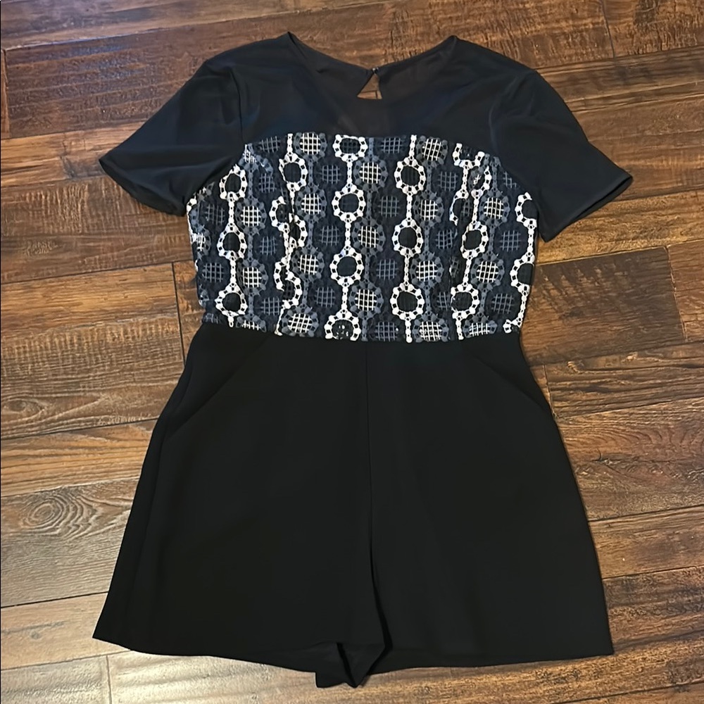 Chic Black and White Patterned Romper